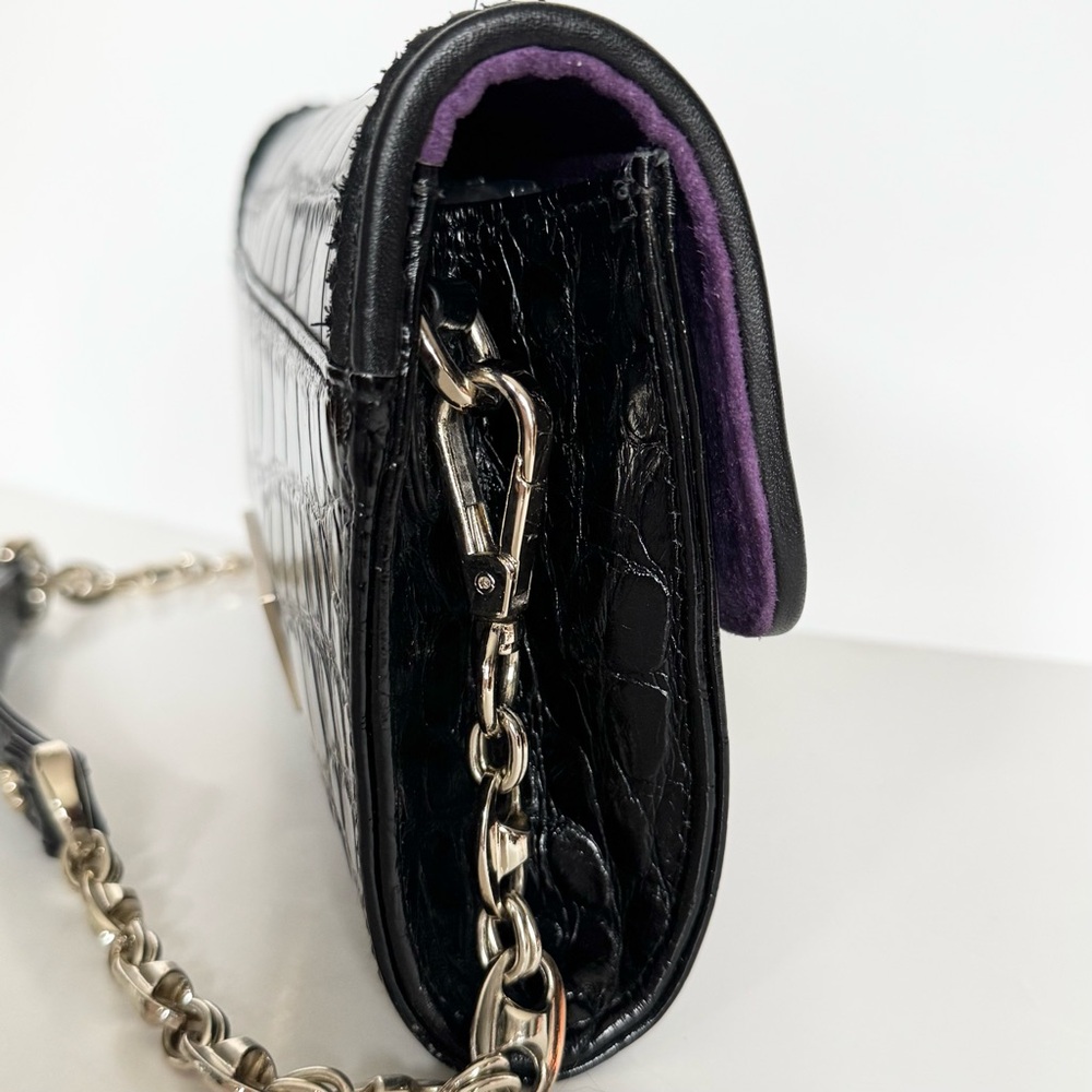 Shoulder Clutch Abigail Riggs ‘Miss Bouvier’ Black Embossed Leather - Picture 7 of 16